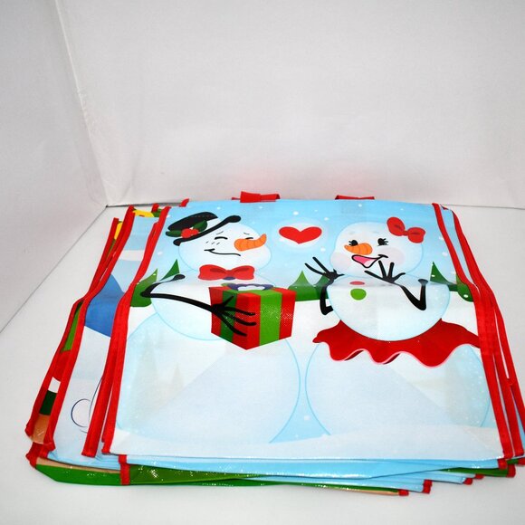 JOYIN 12 PCS 13.75 x 14 Christmas Large Tote Bags, Holiday Reusable Grocery Bags - Picture 3 of 5